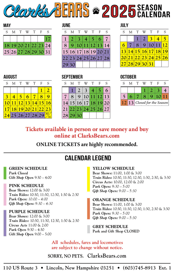 Clark's Bears Calendar & Schedule