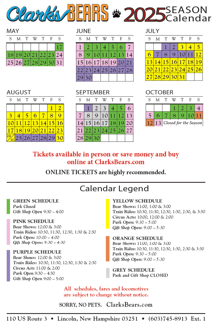 Clark's Bears Calendar & Schedule